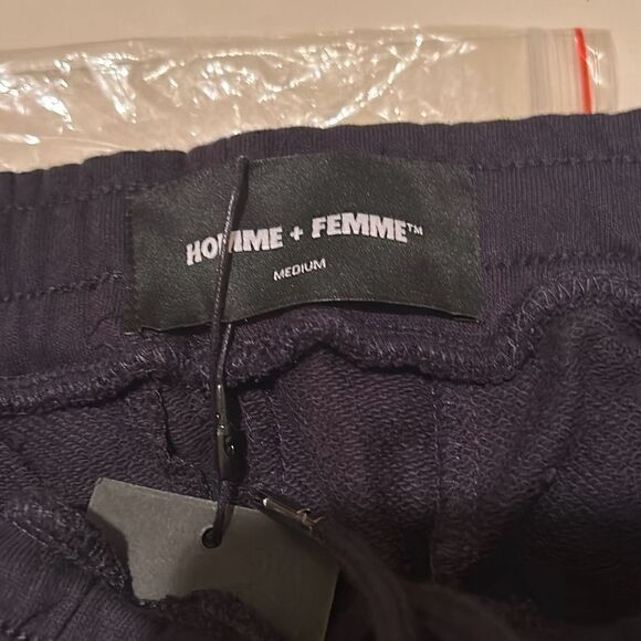 Homme + Femme Unisex M Signature Track Pants Black 100% Cotton Sweatpants New - Picture 12 of 14